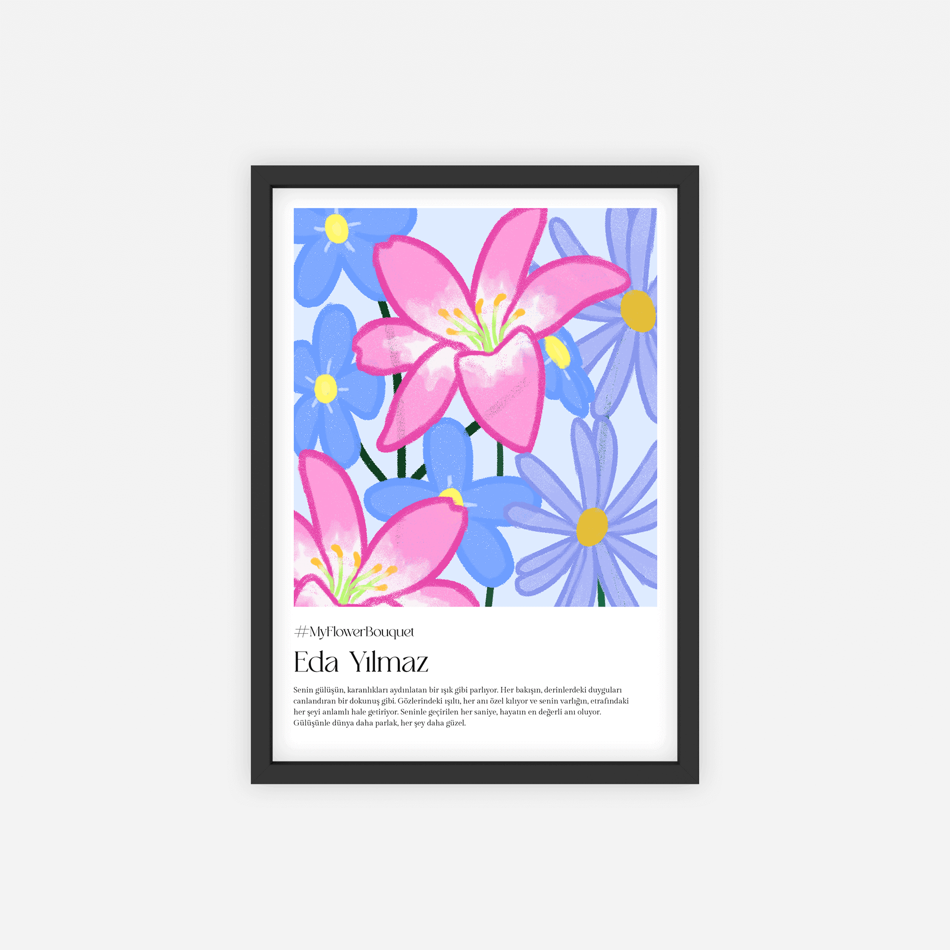 İsme Özel Çiçek Fonlu Poster